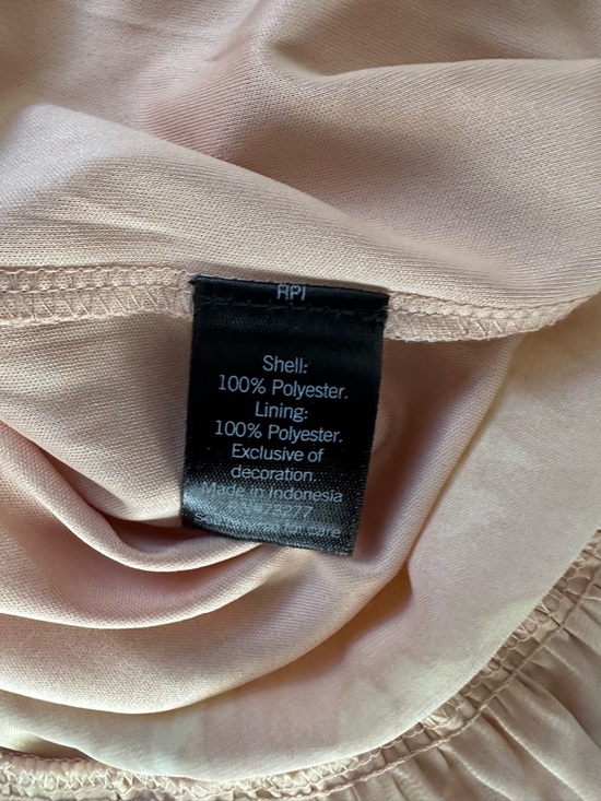 Simply Vera Wang Peach Tie Dye Midi Dress Size Large Boho Puff Sleeve Belted - Picture 10 of 11